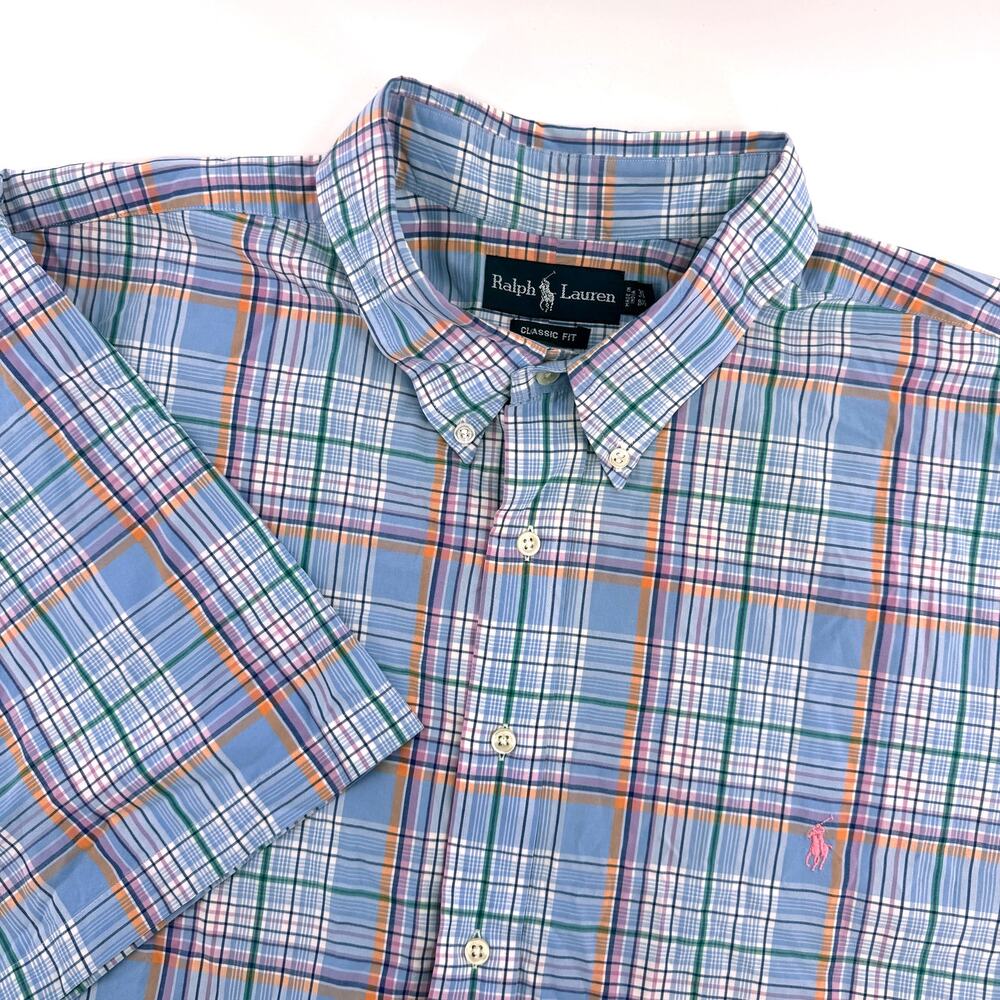 Polo Ralph Lauren Pocket Indian Madras Pink Plaid Short Sleeve Button Shirt-3XB